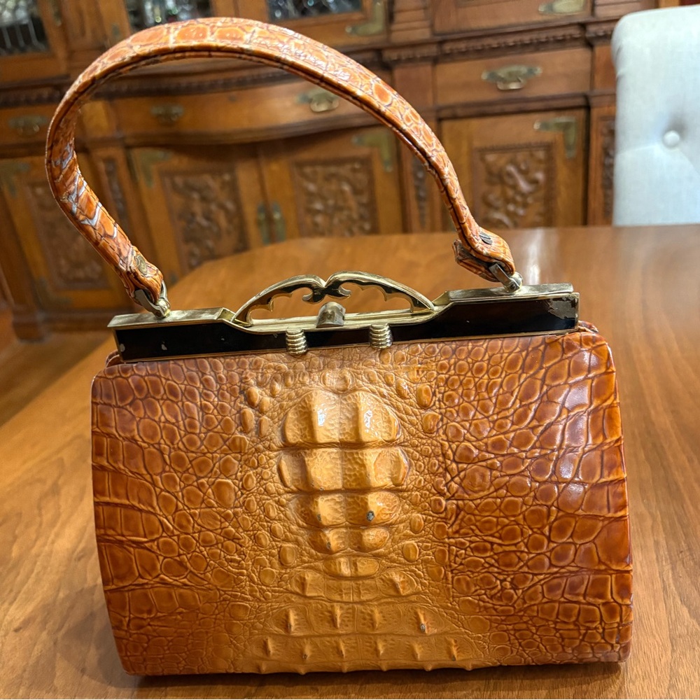 Vintage  Tan Crocodile  Handbag